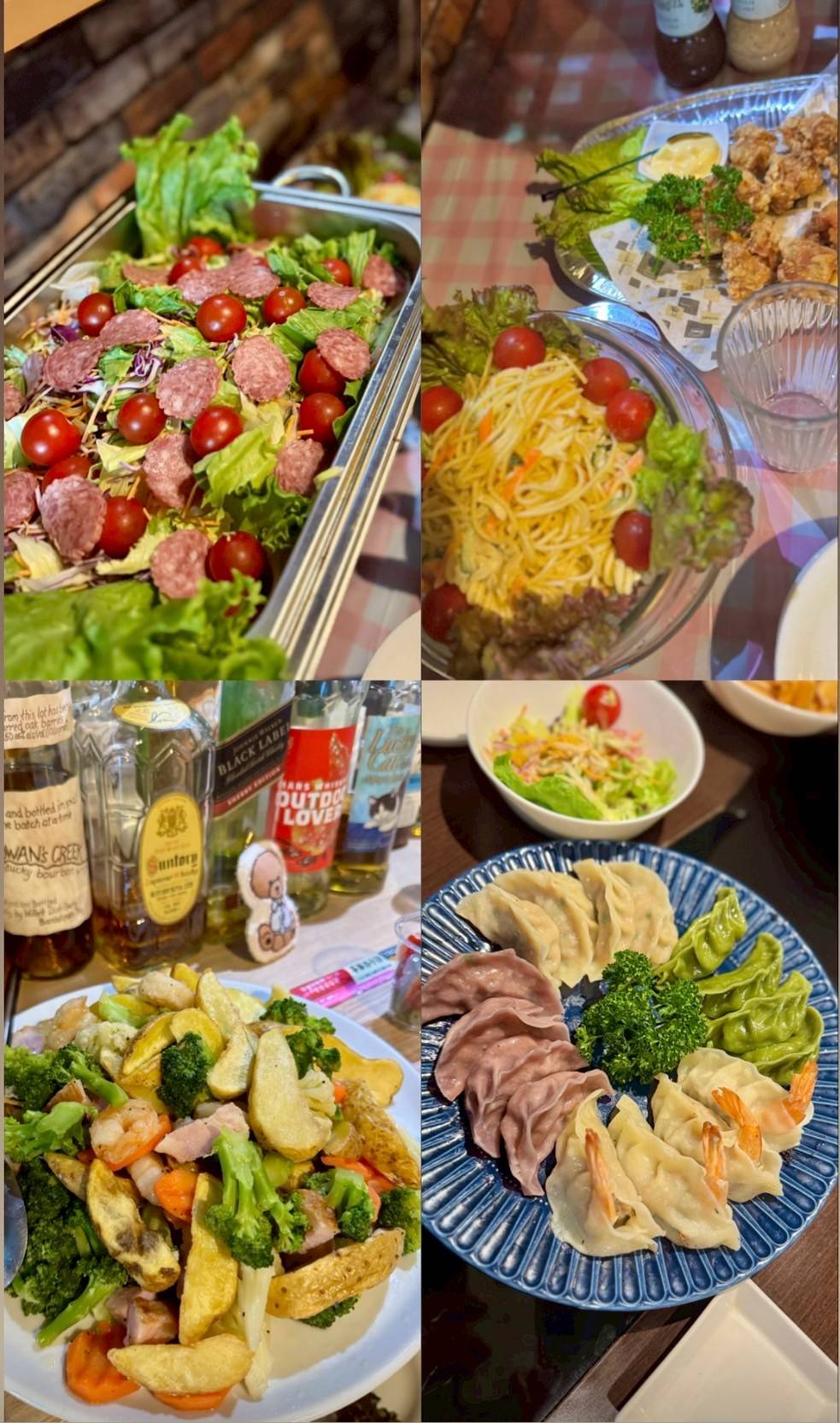 宴会向けの料理（サラダ・唐揚げ・パスタ・餃子など）